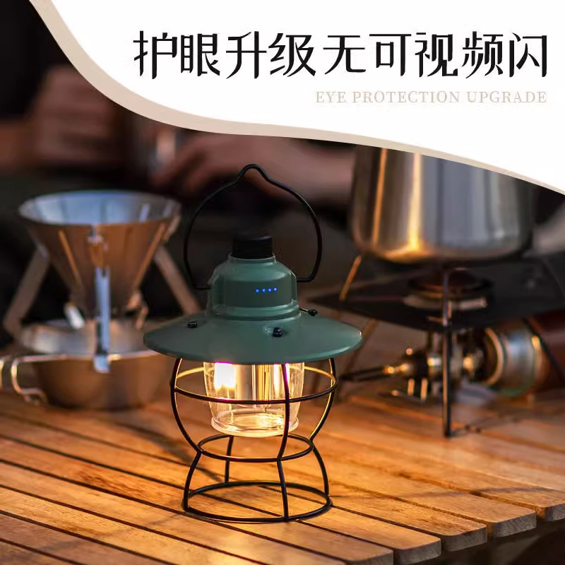 New outdoor lighting camping lamp, ultra-long battery life, charging, camp atmosphere, retro camping tent, horse lamp Specification image