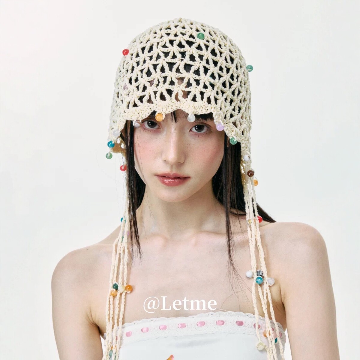 Verano calado gancho de la mano de punto gorro mujer hecho a mano tejido con flecos con cuentas muestra de la cara pequeño sombrero artístico vintage
