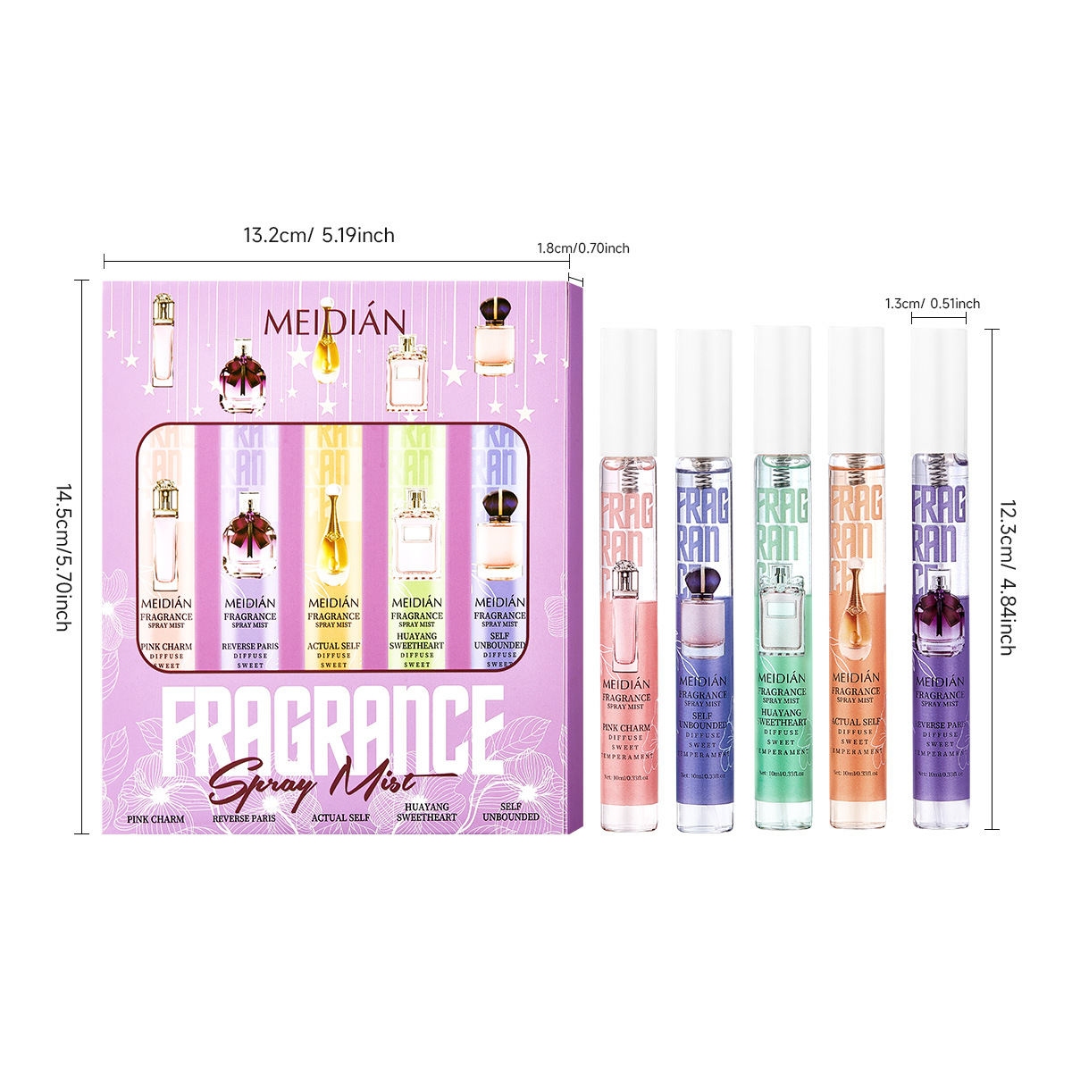 【 Cross-border Exclusive 】 Wholesale of 5-bottle MEIDIAN Fragrance Spray for Fresh, Light and Odor-Removing Perfume Item Picture
