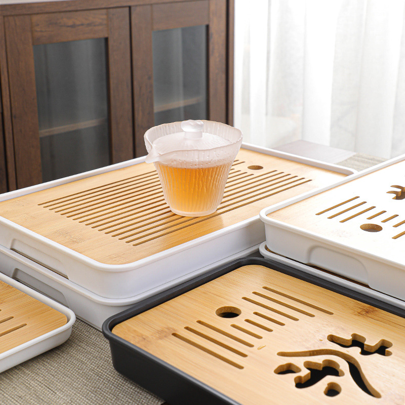 日式竹制茶盘托盘长方形家用办公室放茶杯干泡台盘子蓄水泡茶批发细节图