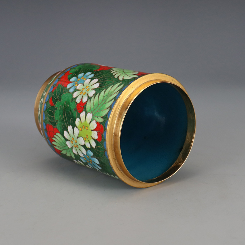 Beijing Cloisonne craft cultural gift and decorative item: Traditional copper body cloisonne enamel polished tea canister Specification image