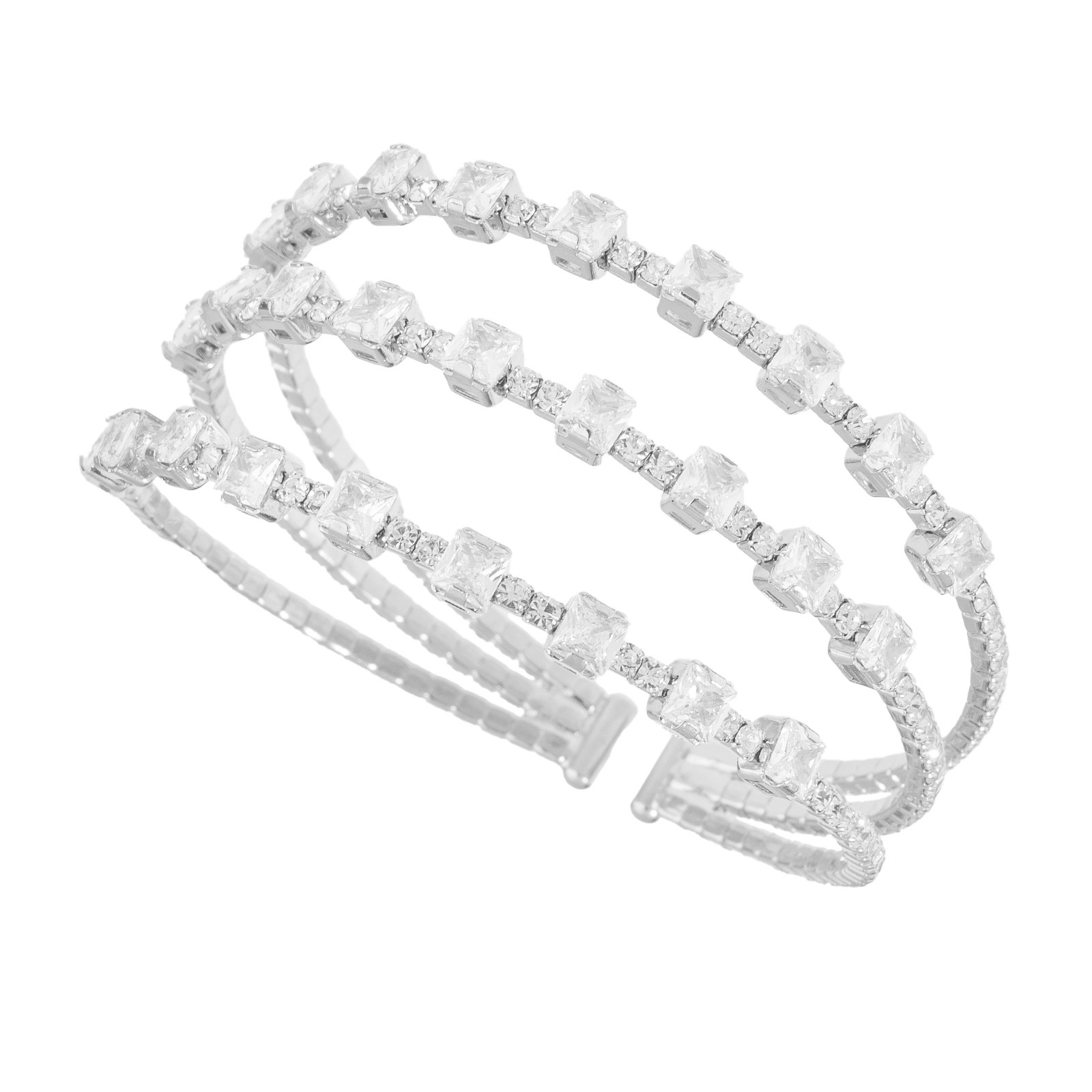 Cross-border wholesale: 3-row open rhinestone zircon bracelet with a European and American design sense, a versatile accessory for fashionable parties and banquets Application Scenario