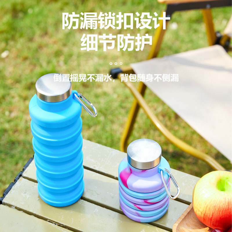 Taza de agua plegable retráctil portátil de silicona resistente a altas temperaturas deportes al aire libre hervidor de mano de viaje comprimido taza de agua acompañante Specification image