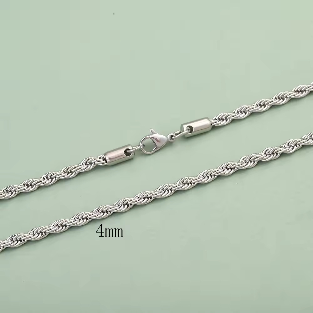 Acero inoxidable cadena de cáñamo cadena de cuerda torcida multi-especificación oro plata diy accesorios de cadena para hombre y mujer base collar Specification image