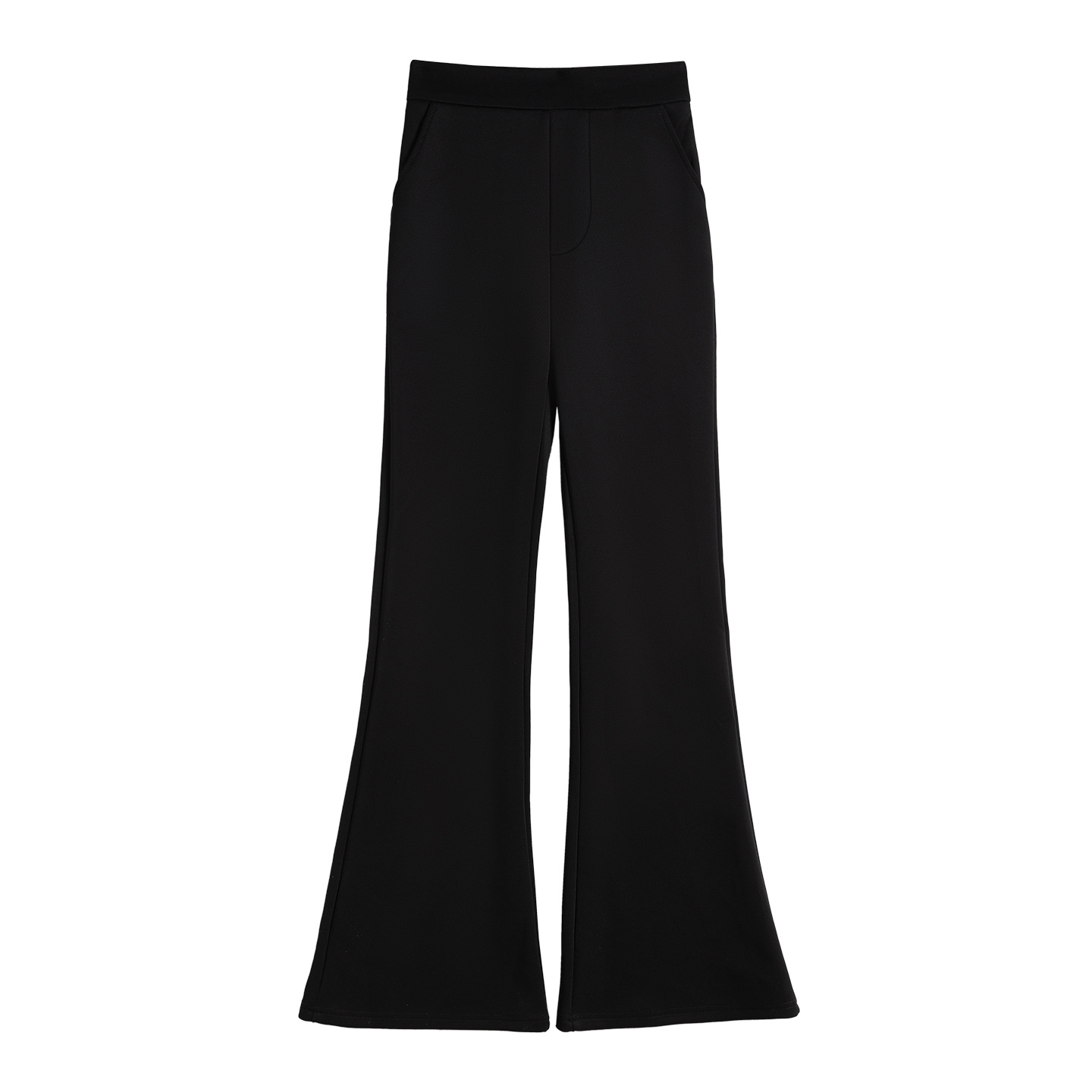 Black flared pants for women in autumn and winter 2025, new high-waisted slimming hoof-shaped pants, petite suit with fleece slightly flared pants Item Picture
