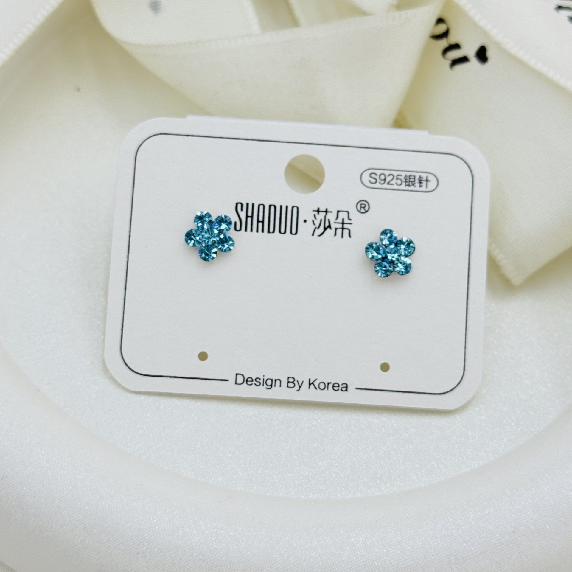 S925 Silver Needle five-petal flower stud earrings for women, simple and everyday style, flower earrings, imported rhindiamond earrings, silver jewelry factory