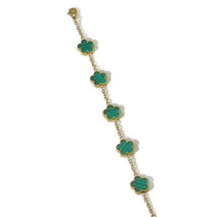 Hot-selling five-leaf clover double-sided mother-of-pearl five-leaf flower bracelet, stainless steel, gold, simple and versatile jewelry wholesale Item Picture