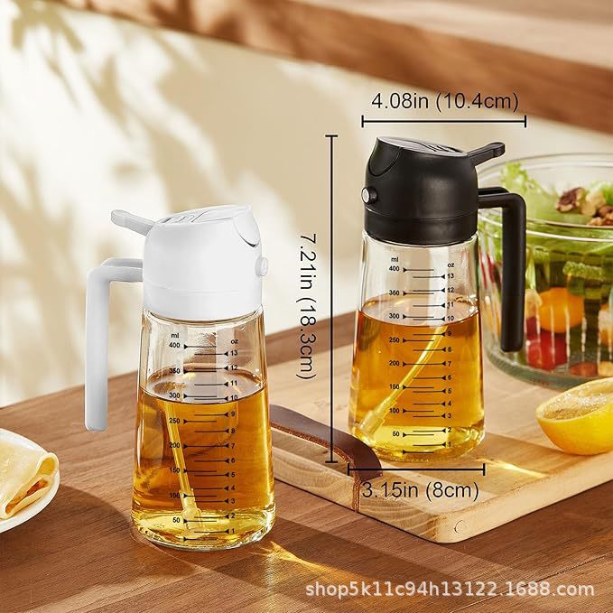 Amazon-exclusive kitchen household two-in-one oil sprayer, atomizing oil bottle, edible oil sprayer with large capacity Specification image