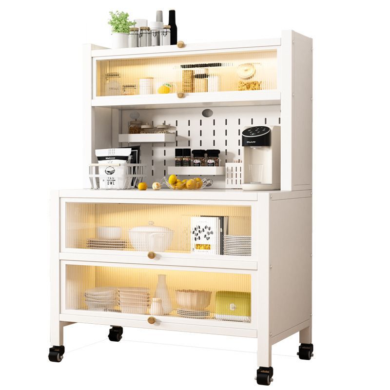 Kitchen storage rack, sideboard storage cabinet, perforated board with door, dust-proof, multi-functional oven, microwave, dish storage cabinet Item Picture