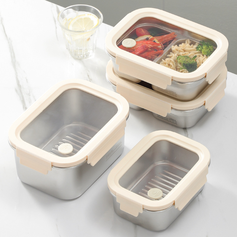 不锈钢保鲜盒学生专用304饭盒可进微波炉加热餐盒野餐食品密封盒 Specification image