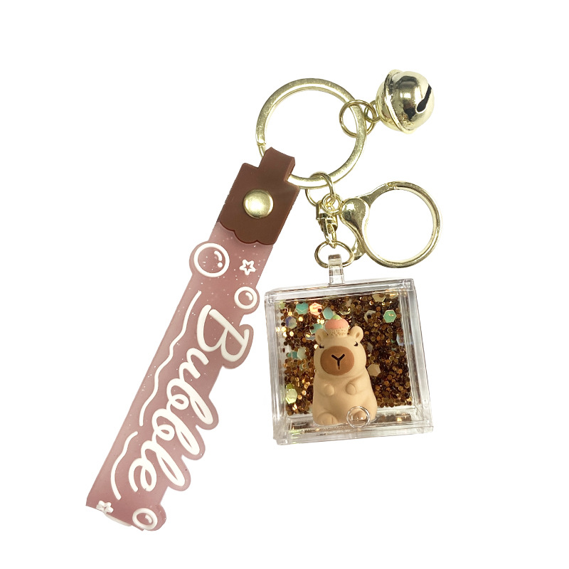 玲娜贝儿入油车钥匙流沙钥匙扣亚克力櫻花挂件钥匙链少女心包包白底实物图