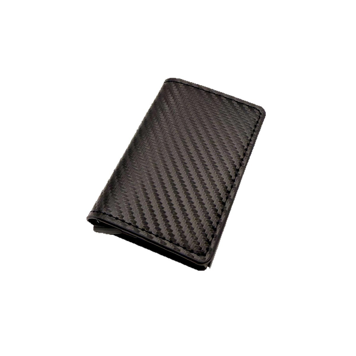 Cross-border exclusive men's card bag for anti-theft swiping, ultra-thin carbon fiber automatic card spring, aluminum alloy bank card bag Item Picture