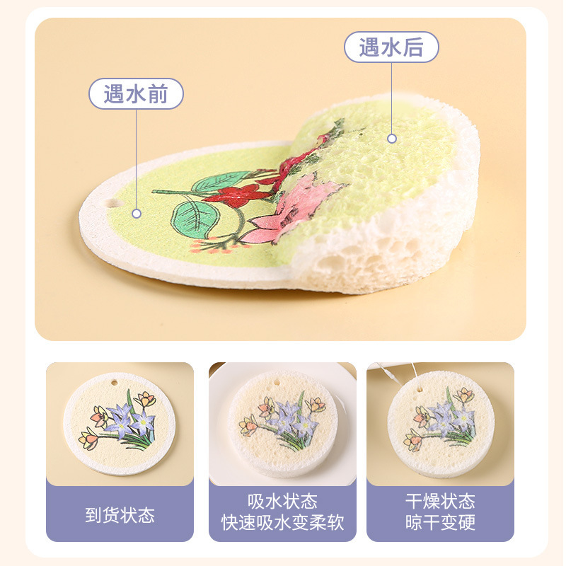 Wood pulp cotton sponge scrub, compressed scouring pad, sponge cloth, dishwashing cloth, kitchen cleaning special pot brush, magic scrub Application Scenario