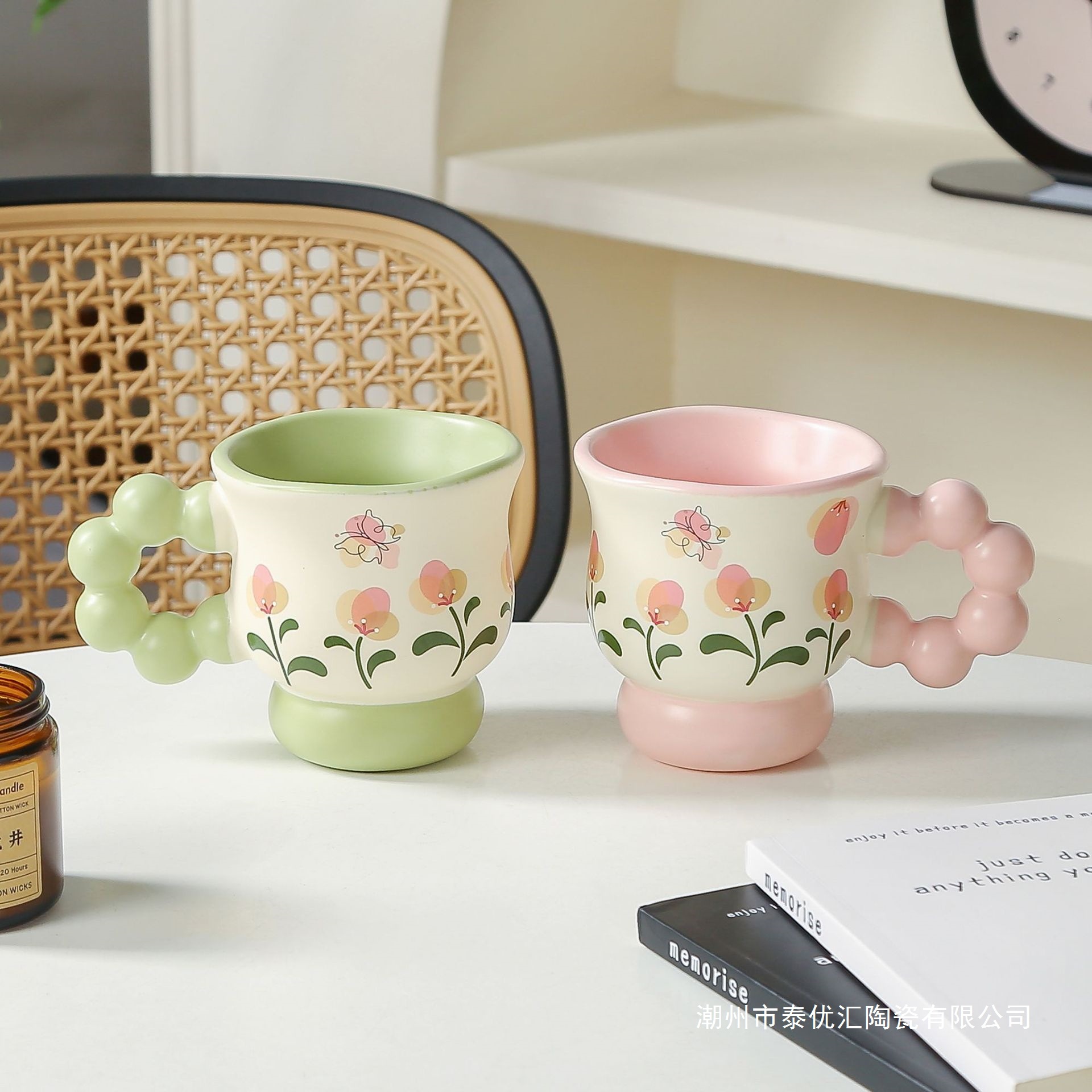 Creative flower mugs, household ceramic cups, high appearance level water cups, birthday gifts for girls, souvenirs, coffee cups Application Scenario