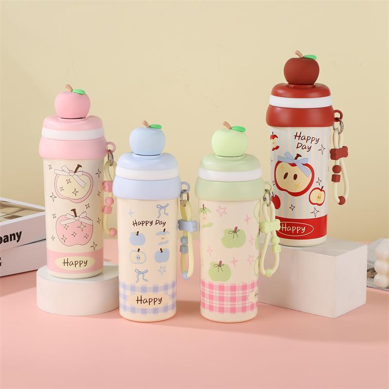 1L color apple-themed press-type insulated water cup coffee pot with dragon and phoenix patterns