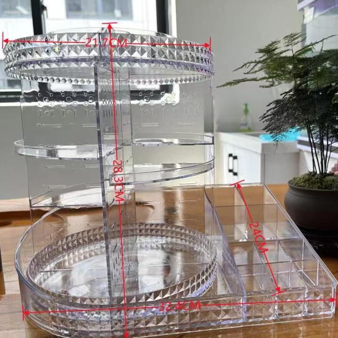 Factory direct sale of the new two-in-one 360-degree rotating makeup rack, a rotatable makeup and skin care product storage rack Application Scenario