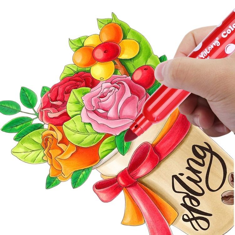 Yalong Cross-border 6/12 high-quality student art supplies in color, including colored pens, cartoon colors, and giant watercolor pen paintings Item Picture