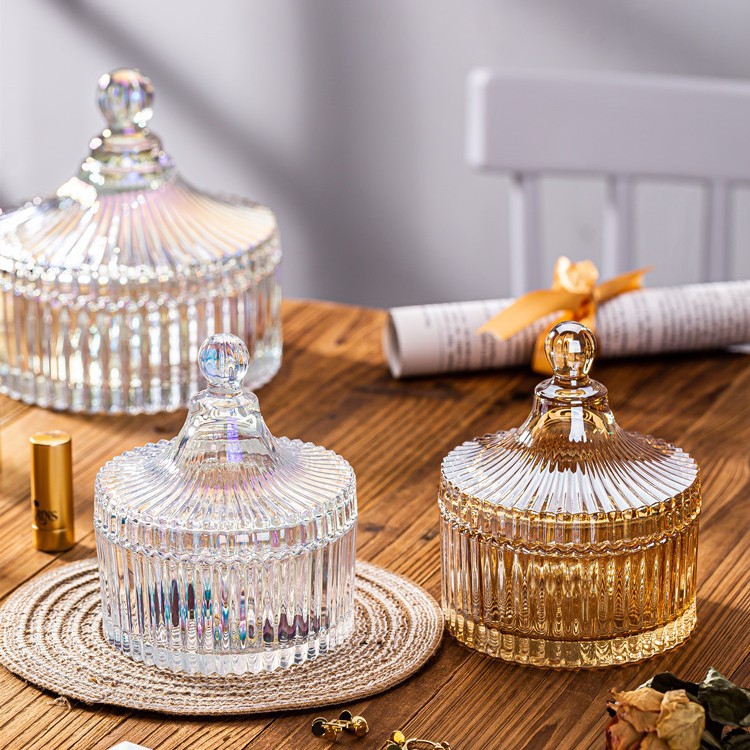 European-style glass bowl wholesale, jewelry box, candy jar storage box, crystal demagnetization purification bowl, omamori salt purification with lid Specification image