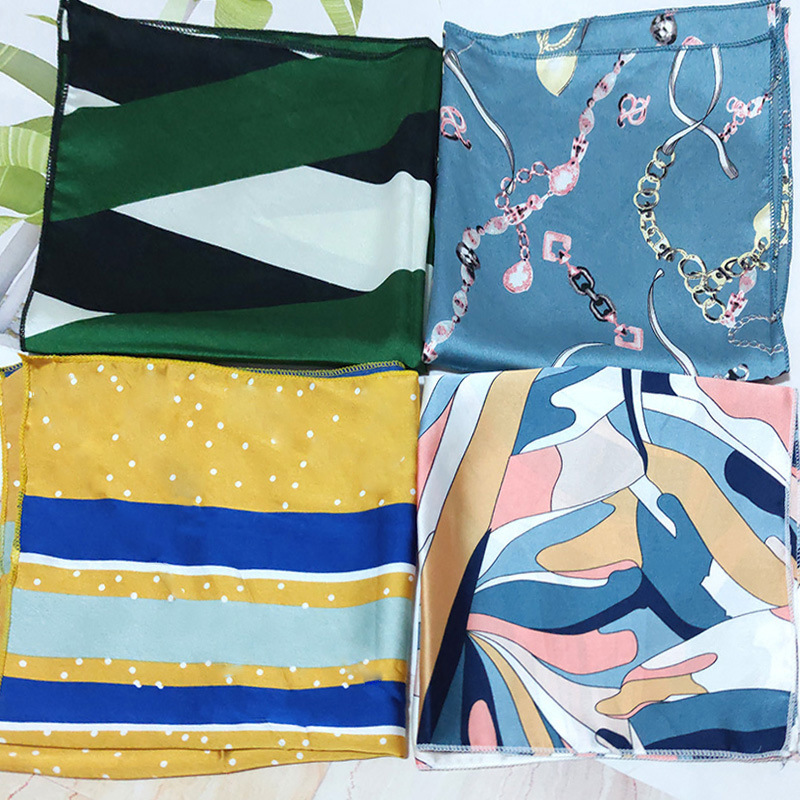 50 small square scarves, soft girl silk scarves, Korean-style scarves for women, versatile professional flight attendant neckerchiefs, versatile decorative bags, headscarves details Picture