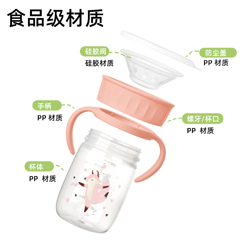 儿童PP吸管杯带防漏盖便携饮水杯宝宝学饮杯细节图