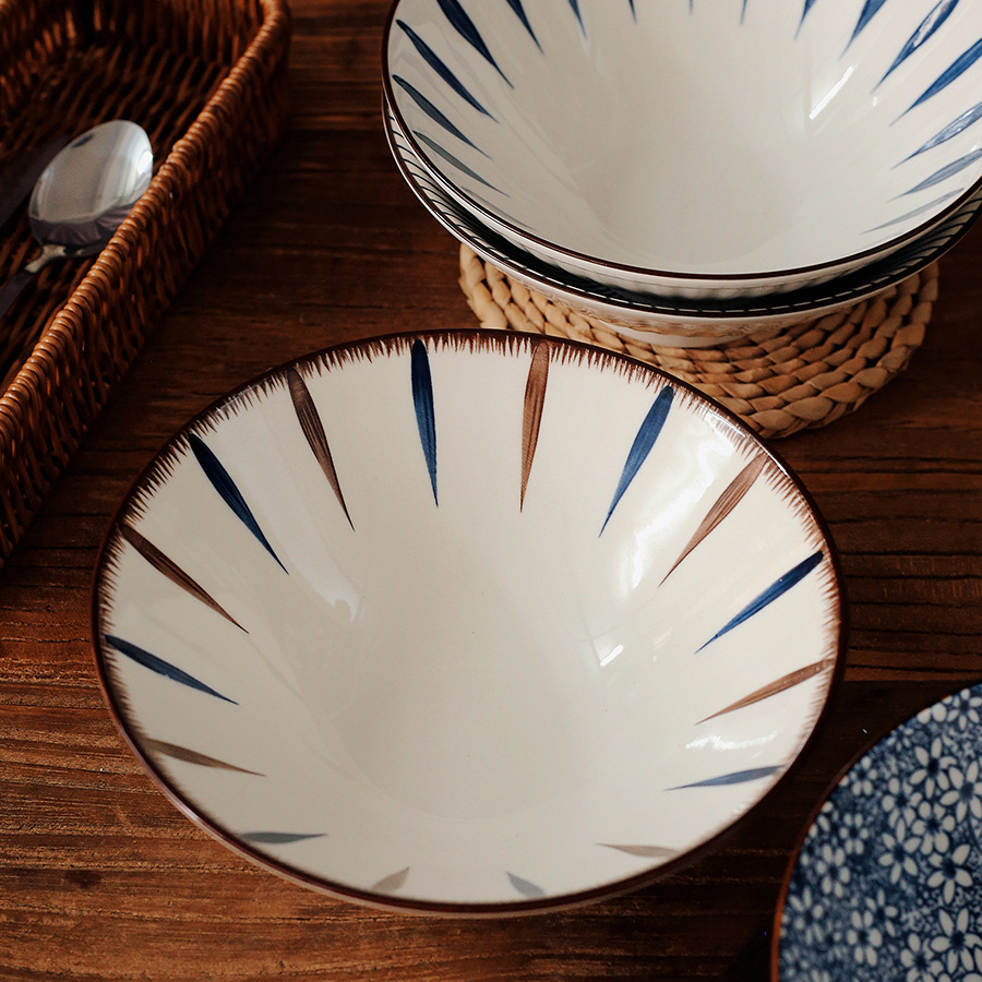 日式陶瓷拉面碗家用8寸大碗喇叭碗水果斗笠碗拉面条碗泡面碗店铺细节图