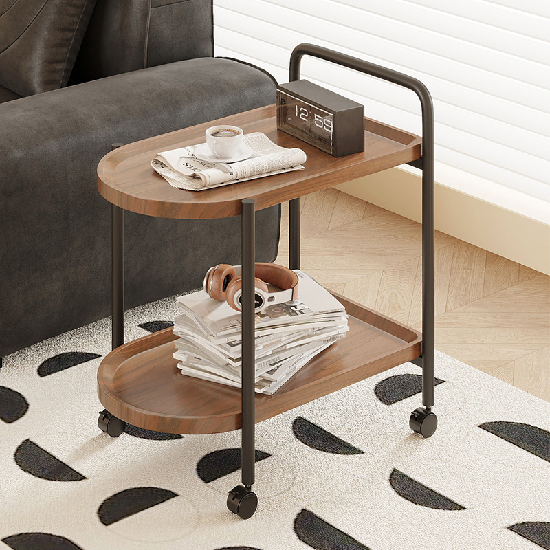 Coffee table, high-end living room, small table, movable coffee table, small trolley, Nordic style, modern and simple, table with wheels details Picture