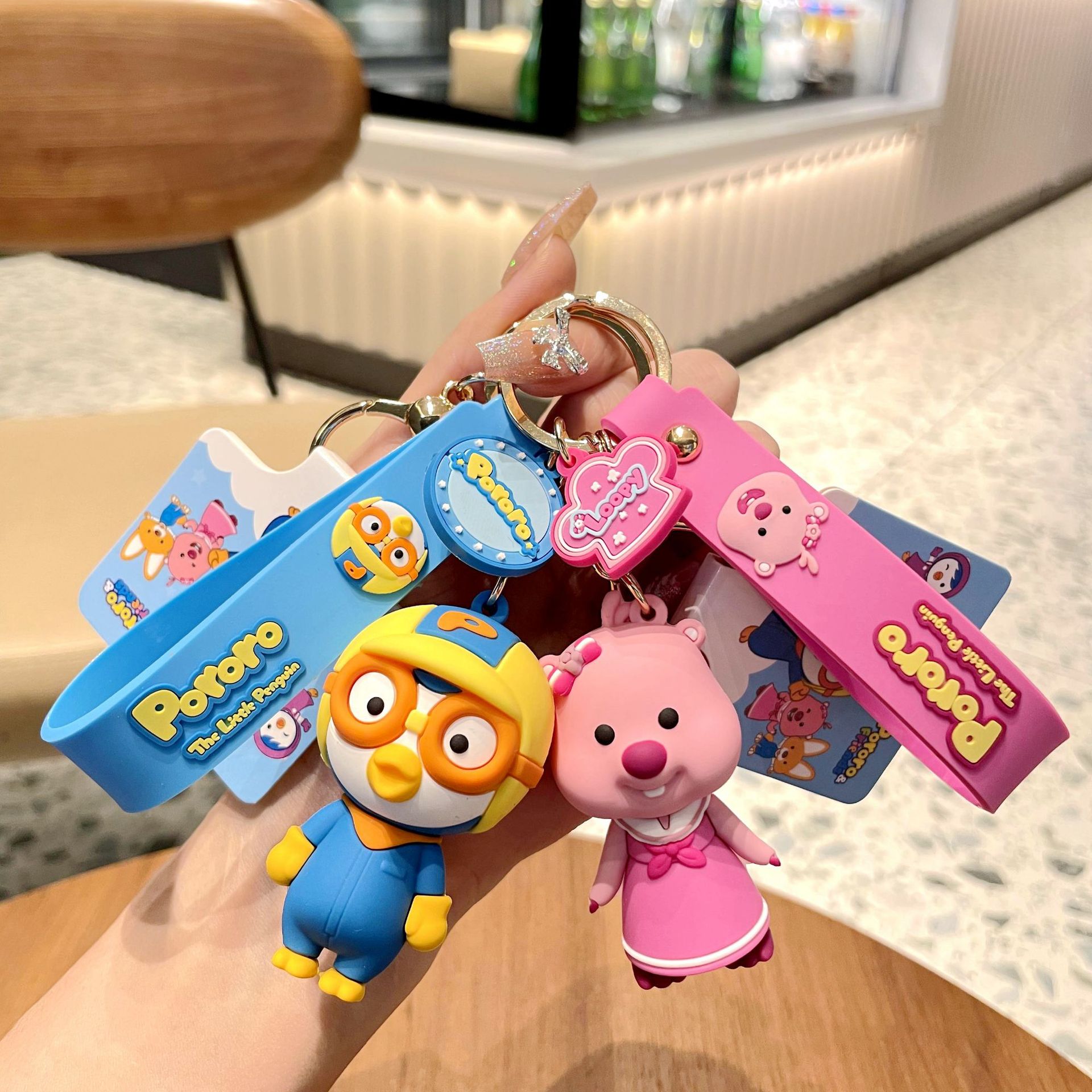 正版创意啵乐乐可爱卡通公仔钥匙扣情侣书包小挂件网红小礼品批发