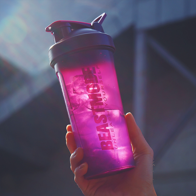 Shake cup, portable fitness scale sports water cup, protein shake powder cup, stirring milkshake cup details Picture