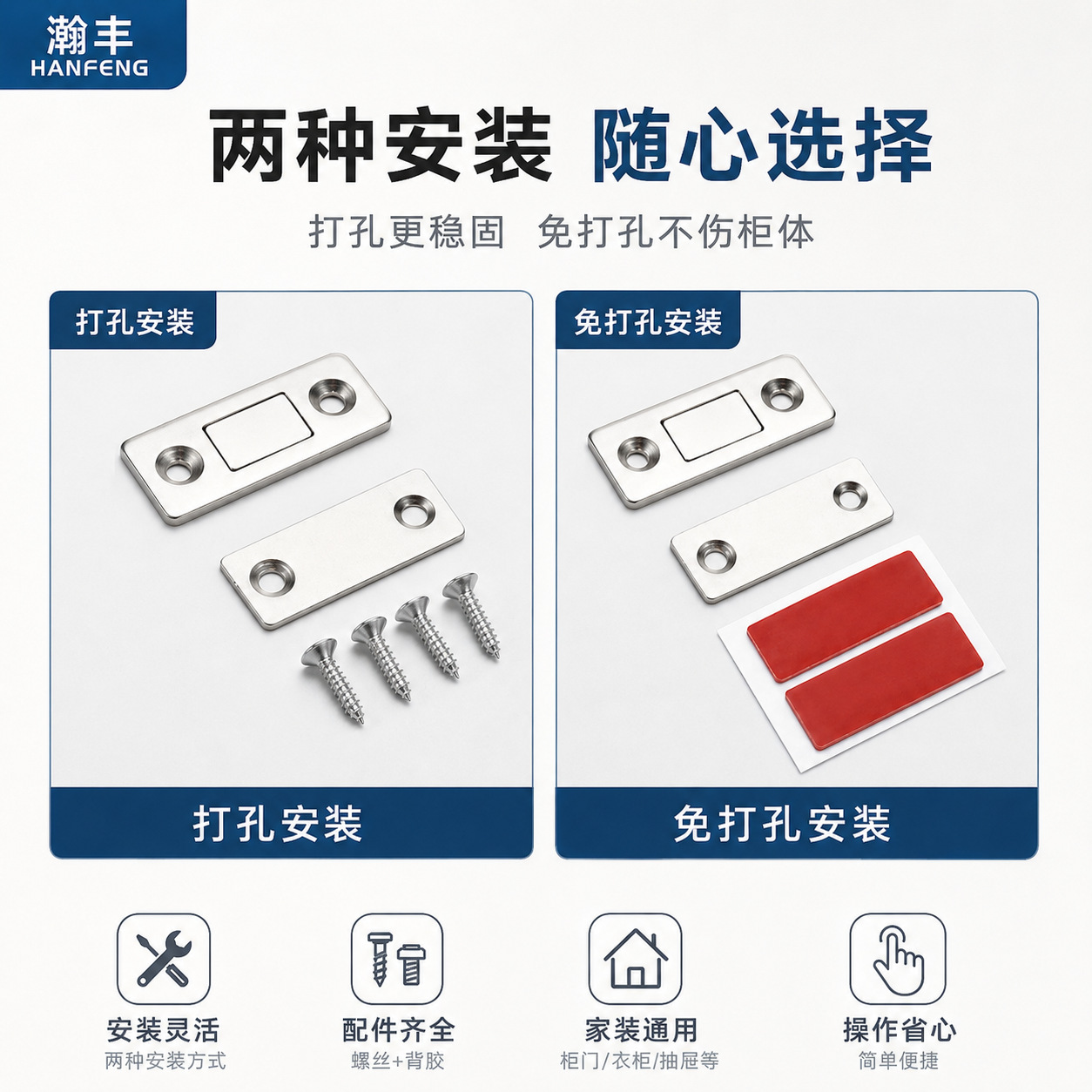 Magnetic cabinet door, no need for drilling, invisible drawer, wardrobe door, cabinet door, ultra-thin magnetic impact strong magnetic door, kitchen cabinet door details Picture