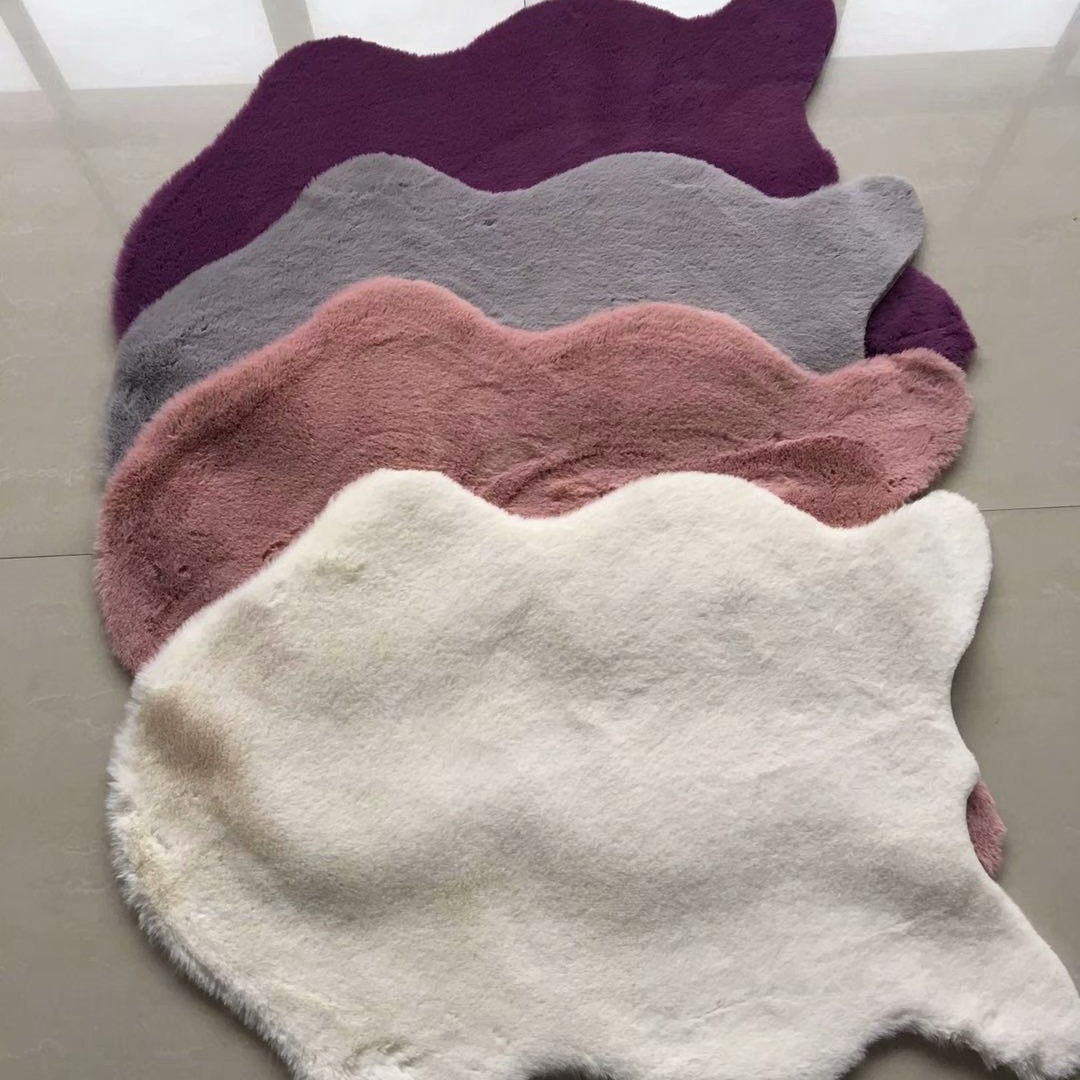 仿兔毛纯色素色柔软舒适脚地垫门垫客厅浴室卧室床边飘窗防滑卷材