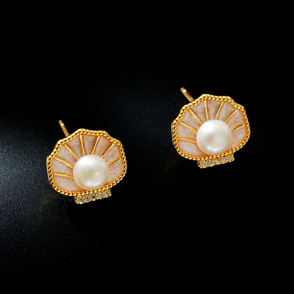 Hyacinth抖音爆款小香风轻奢淡水珍珠耳钉女时尚轻奢通勤气质显瘦耳环耳饰