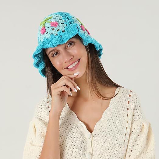 Crossover venta caliente puro hecho a mano tejido cereza hecho a mano sombrero de borde de onda sombrero lindo para las mujeres otoño invierno día Specification image