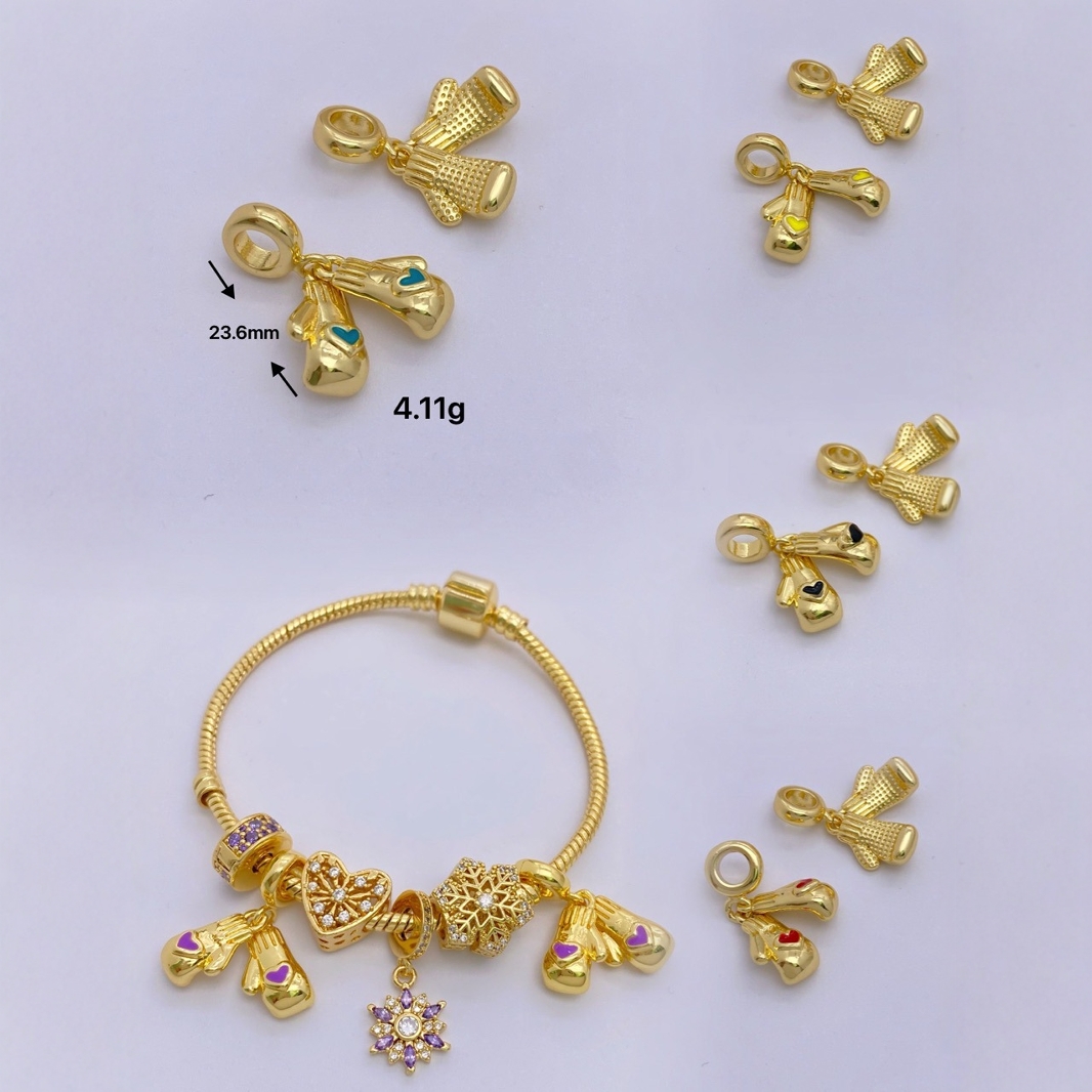 Cute and fashionable best-selling DIY gold-plated accessories such as bracelets, necklaces and pendants in the shape of small gloves details Picture