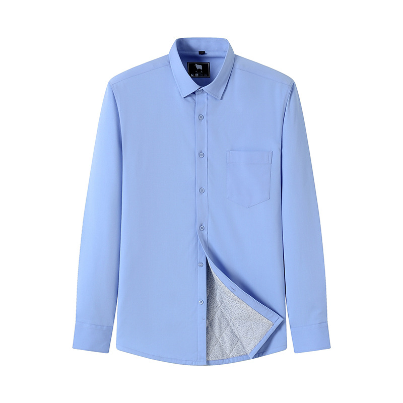 Men's warm shirt, men's long-sleeved winter business thickened fleece shirt, men's high-end wool inner liner for autumn and winter Specification image