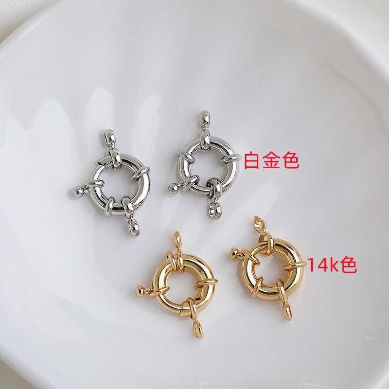 Copper-plated 18K color retention real gold, popular steering wheel buckle, sailor buckle, DIY handmade jewelry accessories, necklace, spring buckle Specification image