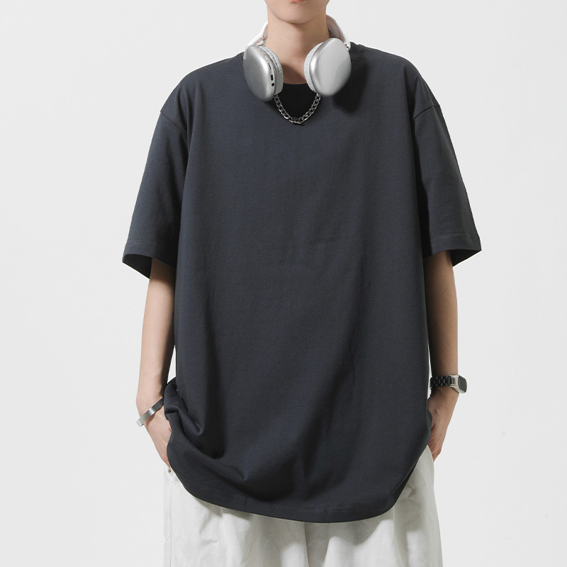 Short-sleeved T-shirt for men's summer 2026 new style, pure cotton thin, simple and versatile men's half-sleeved loose couple base layer details Picture