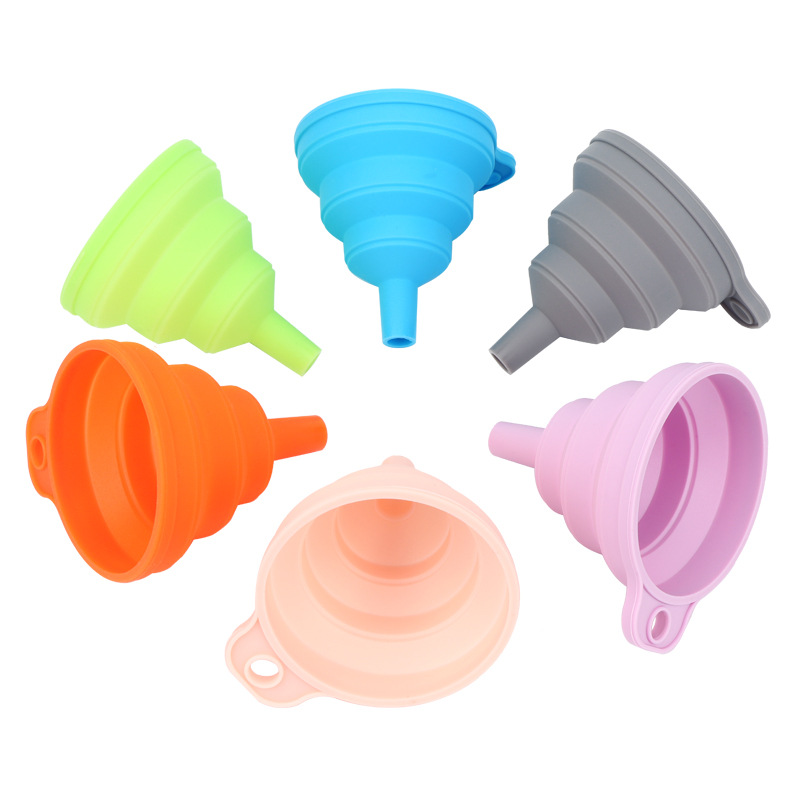 Food-grade silicone foldable funnel, mini portable kitchen oil drain, expandable and heat-resistant full figure
