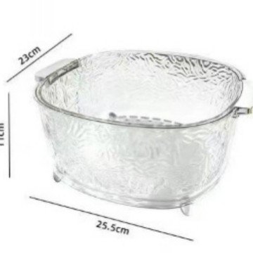 High appearance level transparent water ripple draining basket, kitchen food-grade vegetable washing basin, household multi-functional storage basket for fruits and vegetables details Picture