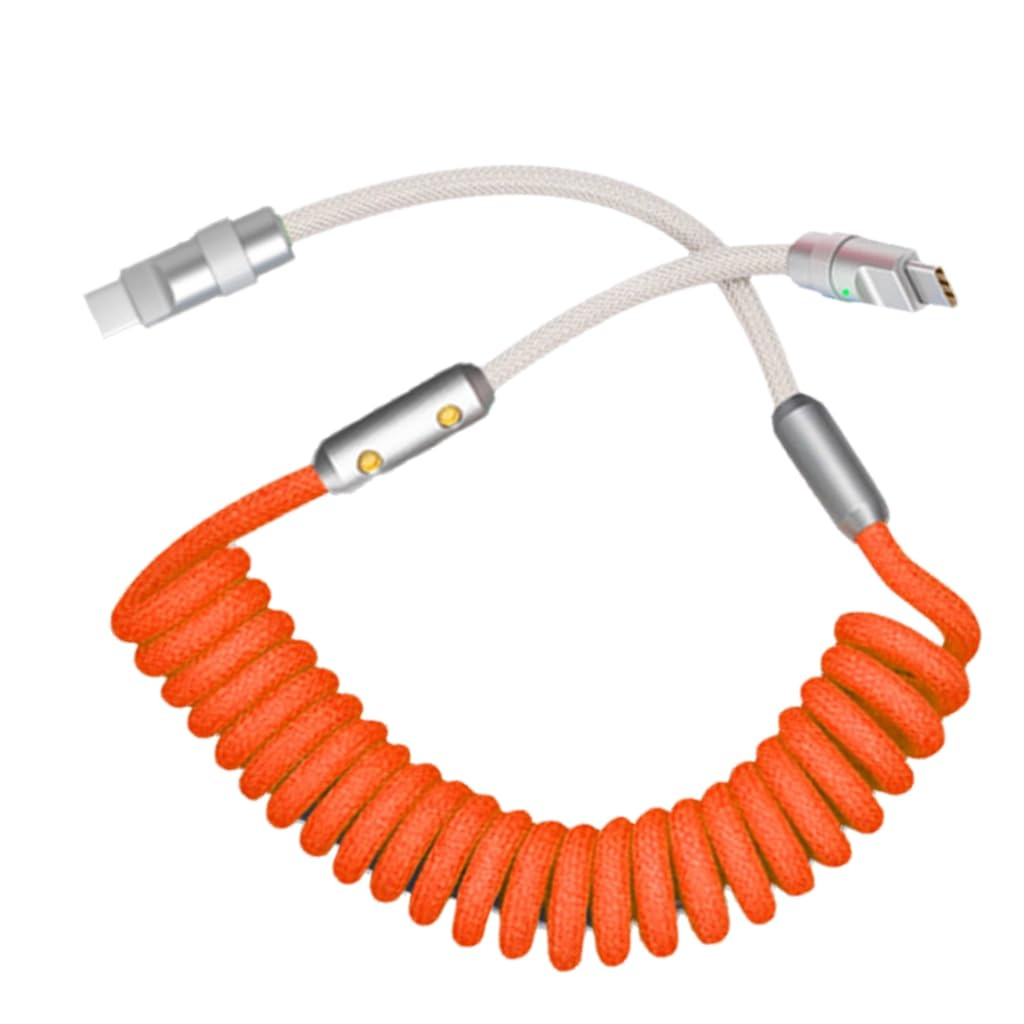 Cable de datos de resorte trenzado transfronterizo color de colisión vehículo telescópico cable de carga super carga rápida para huawei apple 15 Item Picture