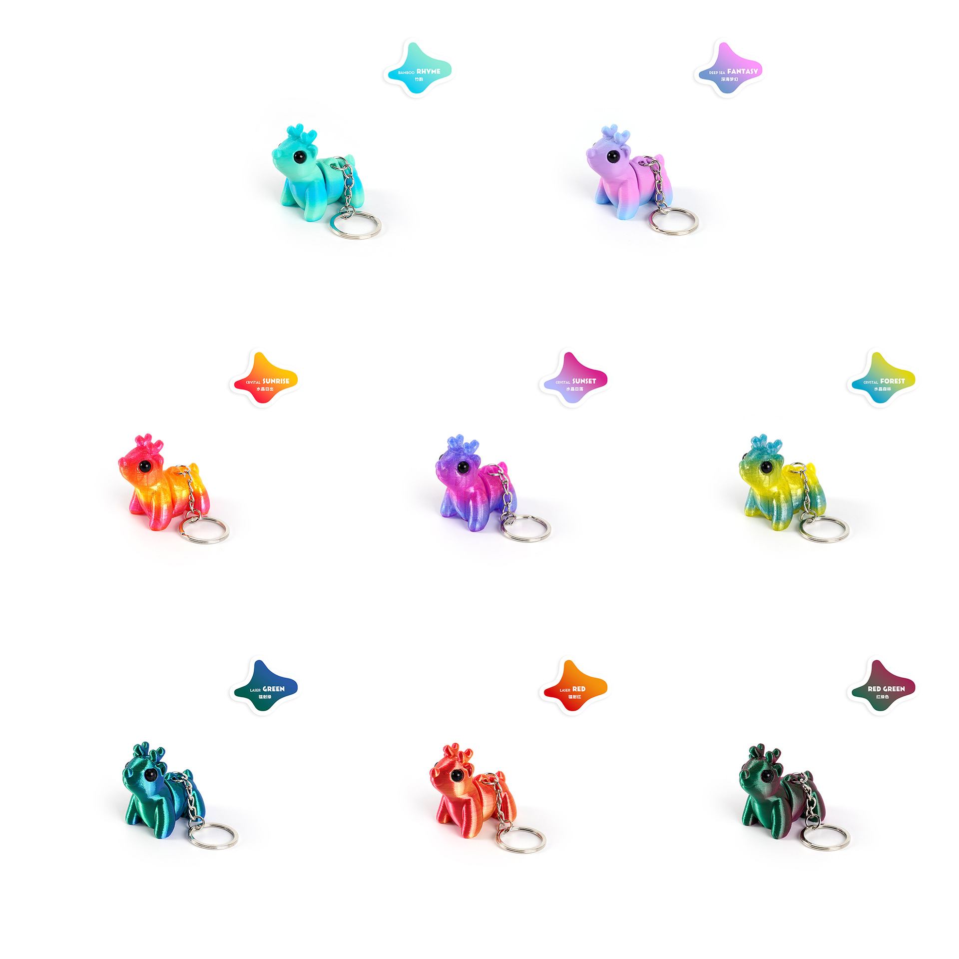 3D printed keychain pendant, reindeer Christmas cute multi-color movable one-piece joint cross-border bestseller Application Scenario