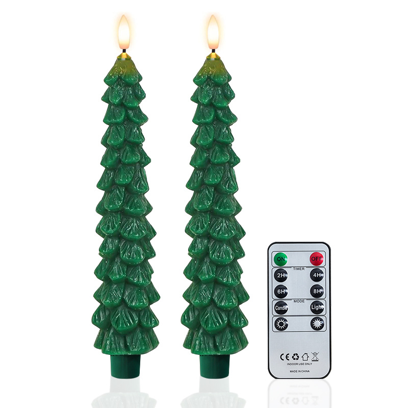 Amazon's best-selling Christmas tree pole wax 10-key remote control pine tree pole wax led electronic candle light Pinecone Halloween Item Picture