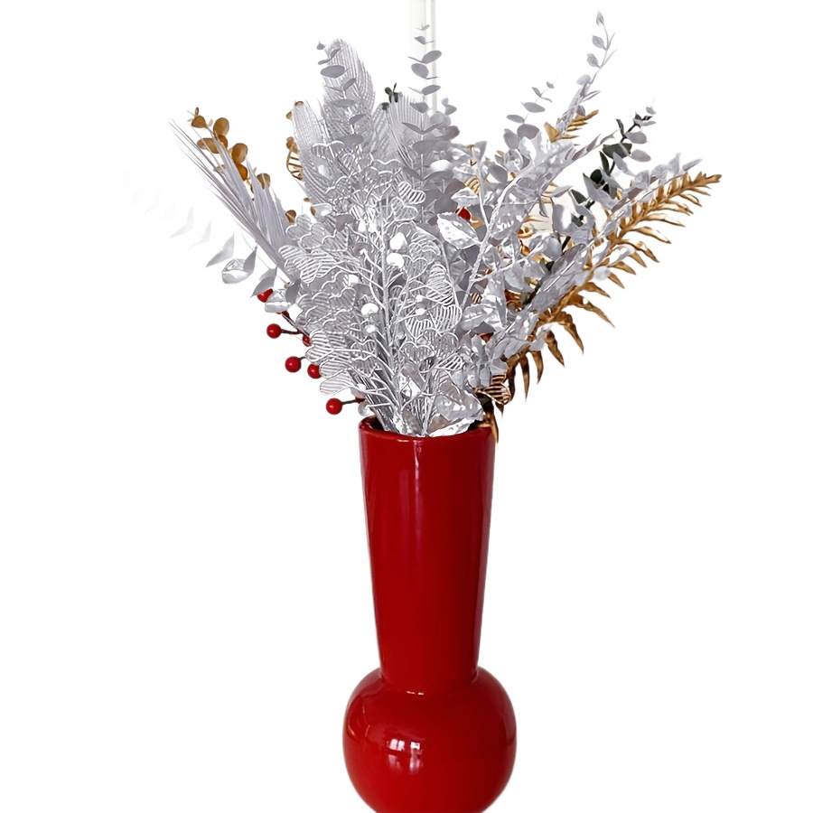 仿真花DIY发饰配件/假花/5朵塑膠花/仿真花/假花批发白底实物图