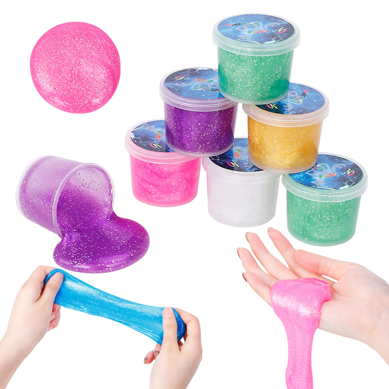 亚马逊爆款 星空水晶泥七彩小罐史莱姆混色起泡胶 slime 厂家批发细节图
