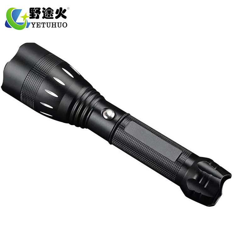 Old model free logo flashlight, large light cup, focused aluminum alloy LED high-intensity charging lamp, household flashlight details Picture