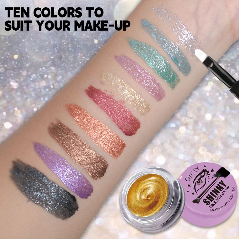 【 Cross-border Exclusive 】 QICIy 10-color Eyeshadow Pearl Liquid Eyeshadow Sparkling Fine Eye Makeup Wholesale Application Scenario