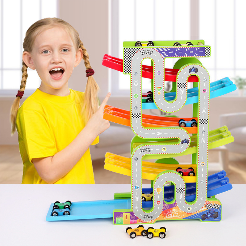 儿童滑翔车益智玩具男女孩实木滑翔轨道车滚珠游戏竞速益智玩具产品图
