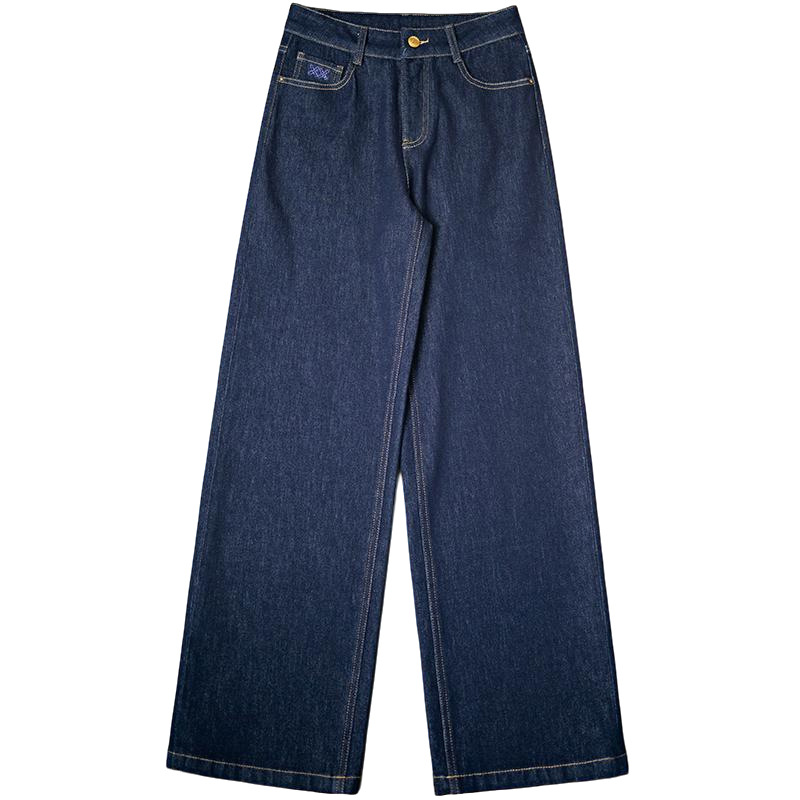 Factory direct sales of new style wholesale deep blue narrow jeans for women, casual and laid-back floor-length straight-leg pants with four-sided elasticity Item Picture