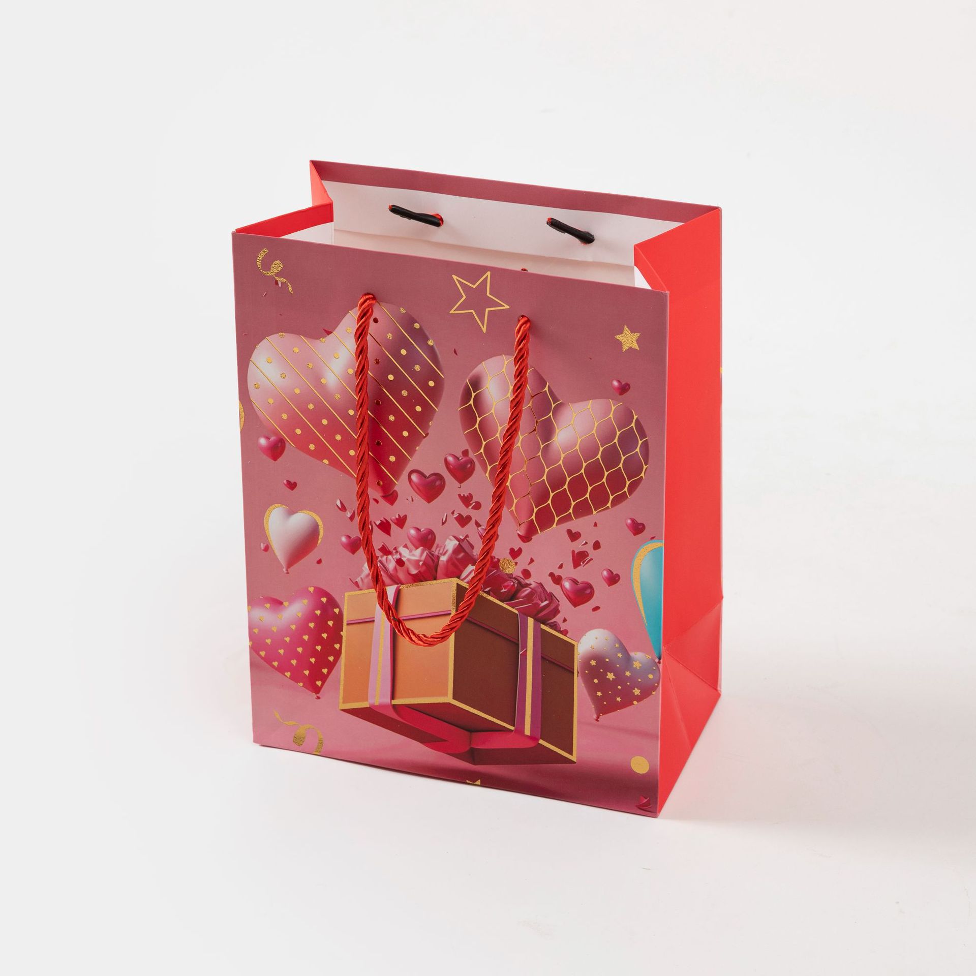 Valentine's Day new heart-shaped balloon bear gift bag, paper bag cartoon cute pink gift, hand-held shopping bag, souvenir packaging Application Scenario