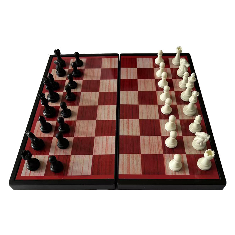 国际象棋游戏棋磁性可折叠多功能双陆棋西洋棋三合一塑料棋盘24CM产品图