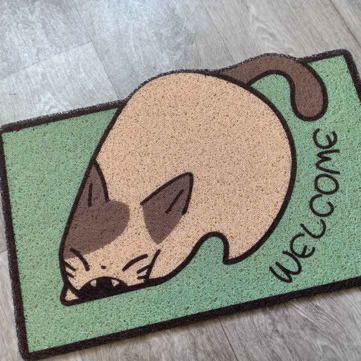 Brushed ring spray-painted pattern pet cat litter, children's cute shape, game, sand and mud scraping, floor mat, PVC floor mat Specification image
